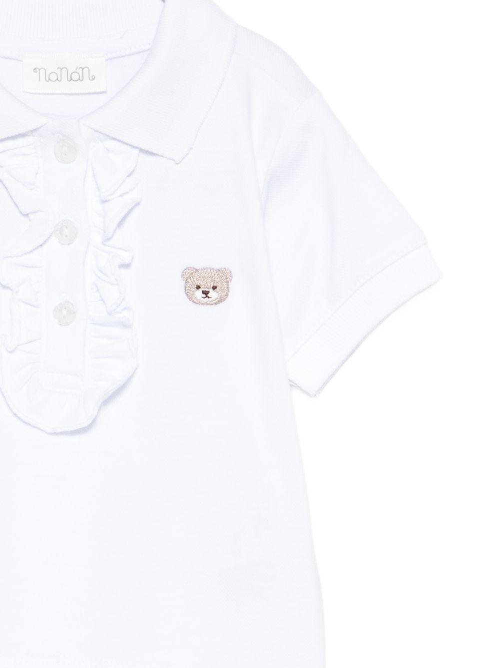 Polo in cotone con rouches E26509 BIANCO NANAN KIDS