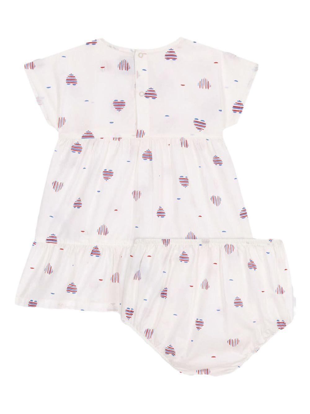 Completo bianco con cuori all-over (2pz) A0CLG 01 PETIT BATEAU KIDS