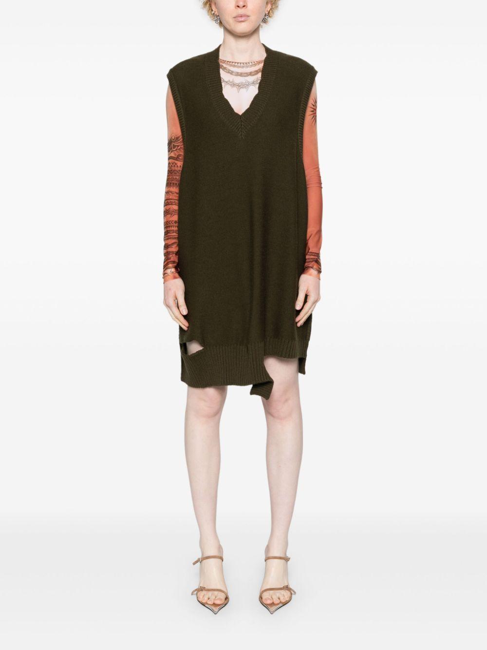 Abito in maglia marrone cut-out S52DA0044M13044 727 MM6 MAISON MARGIELA