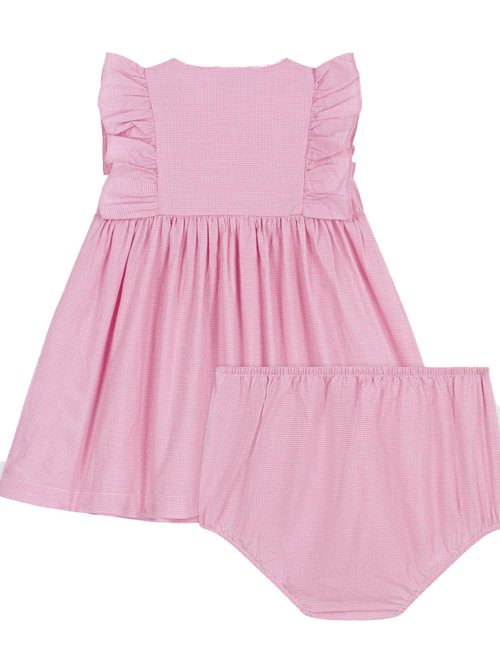 Completo rosa con ruches e coulotte neonata (2pz) - Preludio Moda