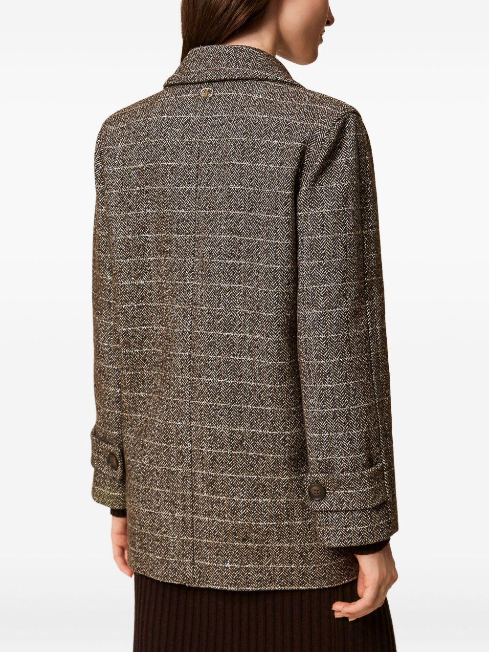 Cappotto in Lana con Motivo a Spina di Pesce 252TT2031 12893 TWINSET