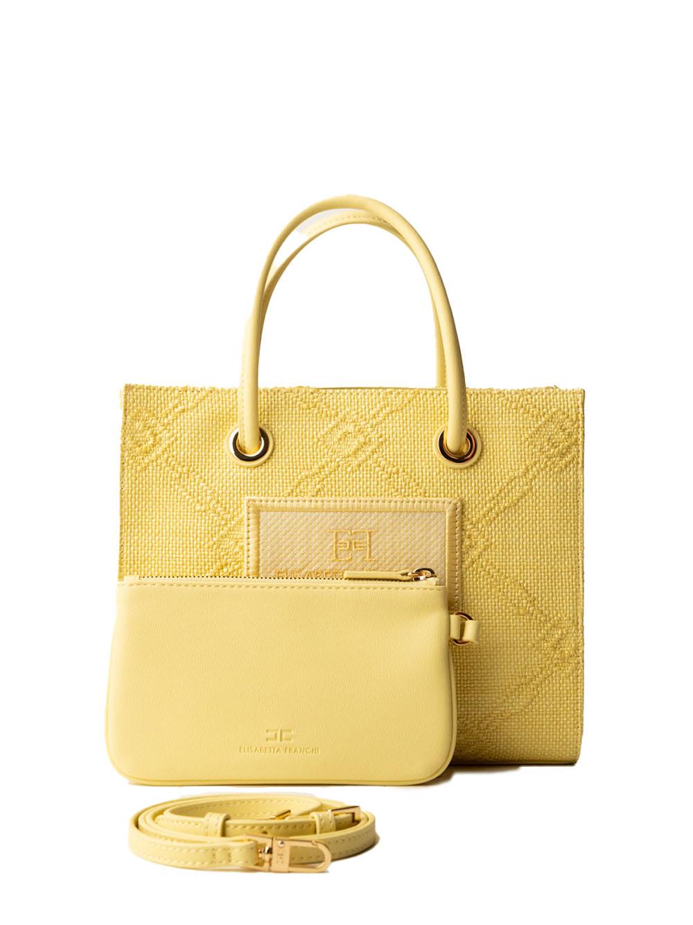 Tote piccola in rafia jacquard lemonade<BR/> BS83A52E2 DC7 ELISABETTA FRANCHI