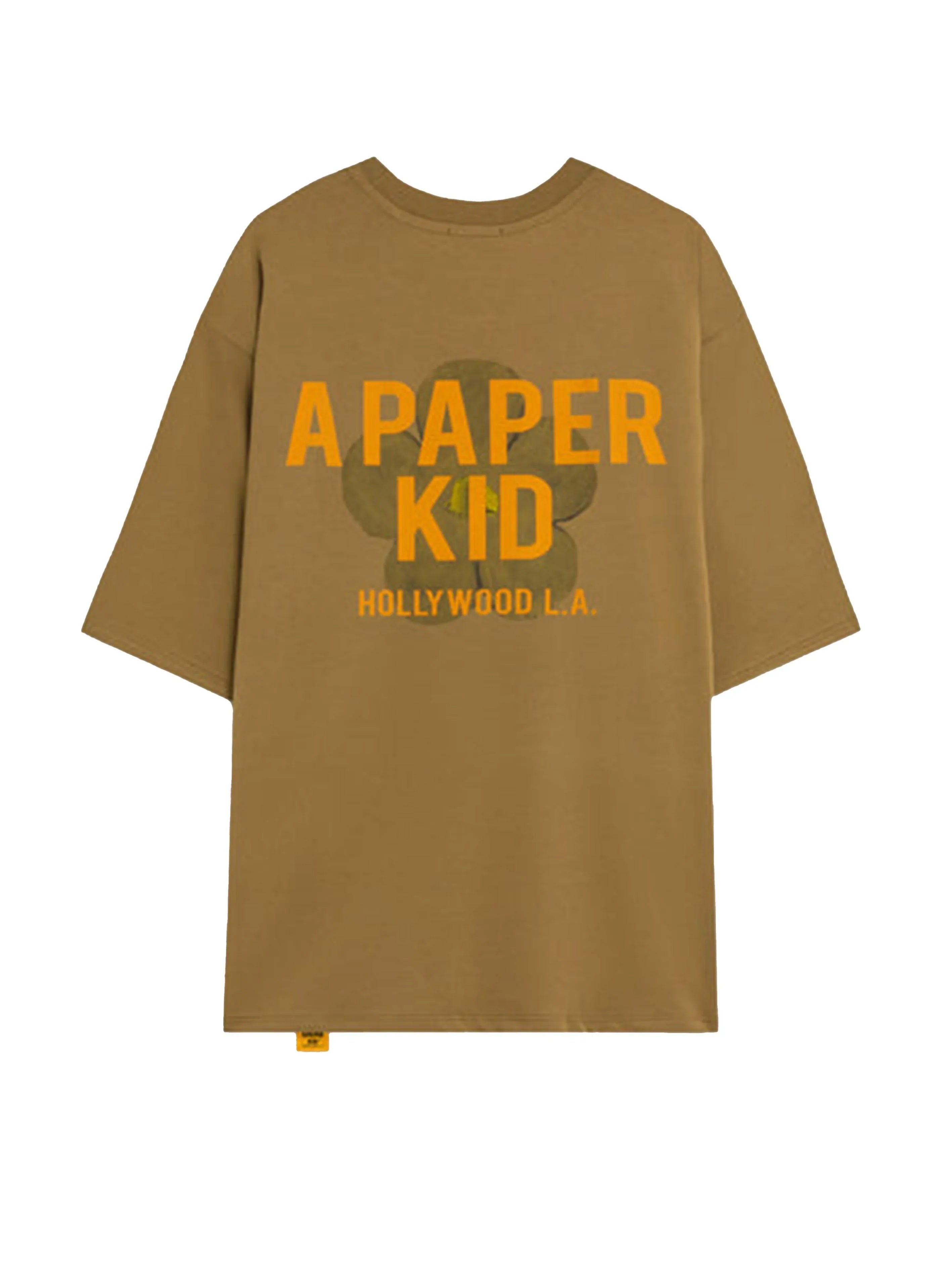 T-shirt verde cachi stampa logo flower - Preludio Moda