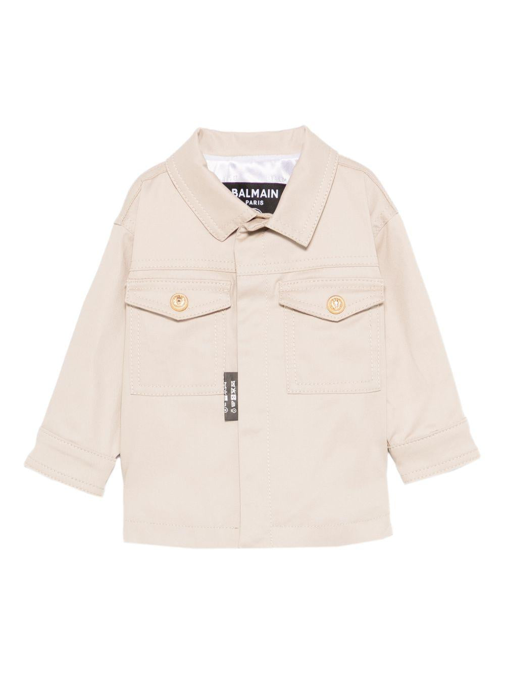 Giacca con collo a camicia e tasche BY2507G0197 107 BALMAIN KIDS