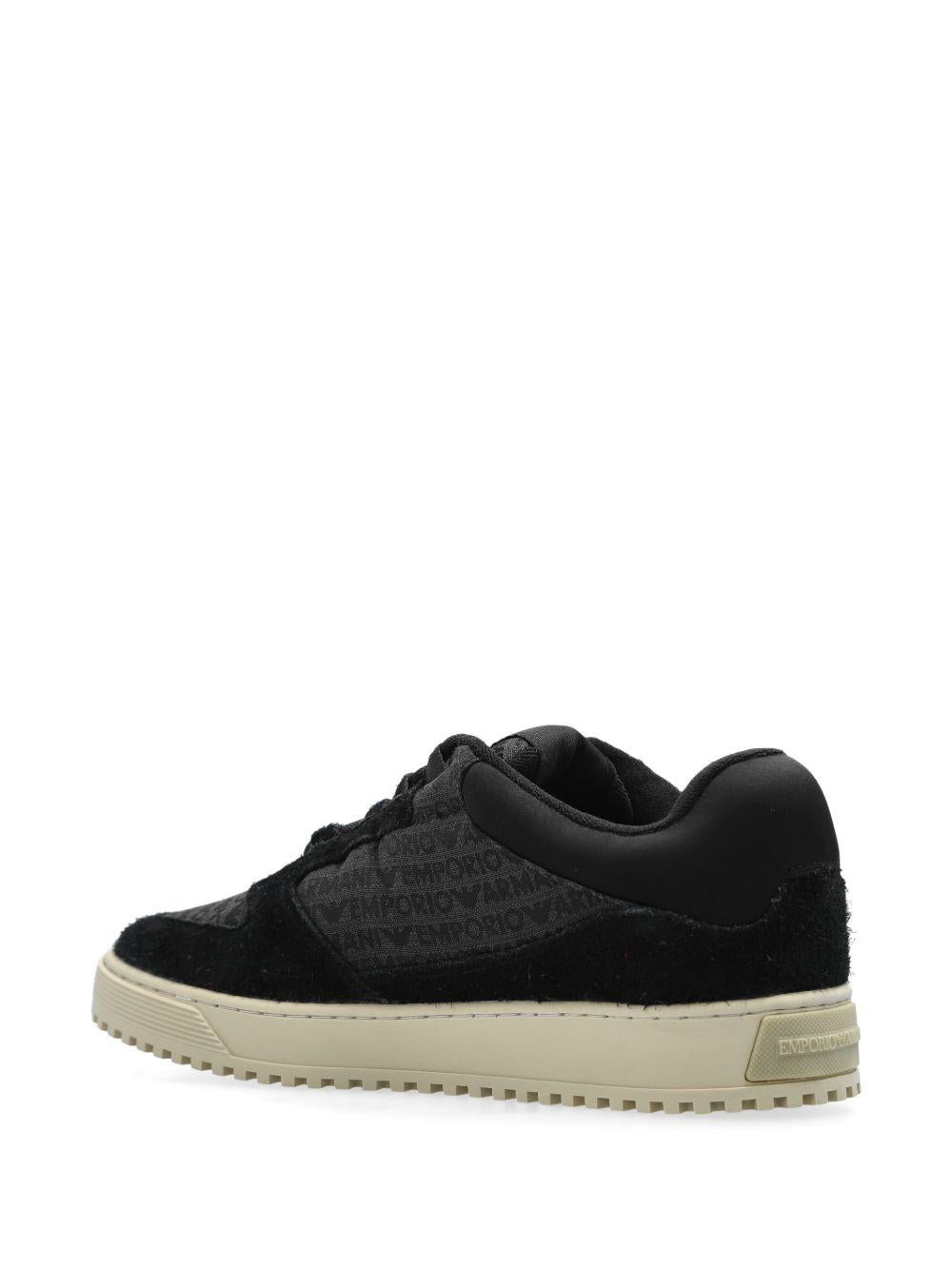 Sneakers nere in tessuto jacquared logo lettering