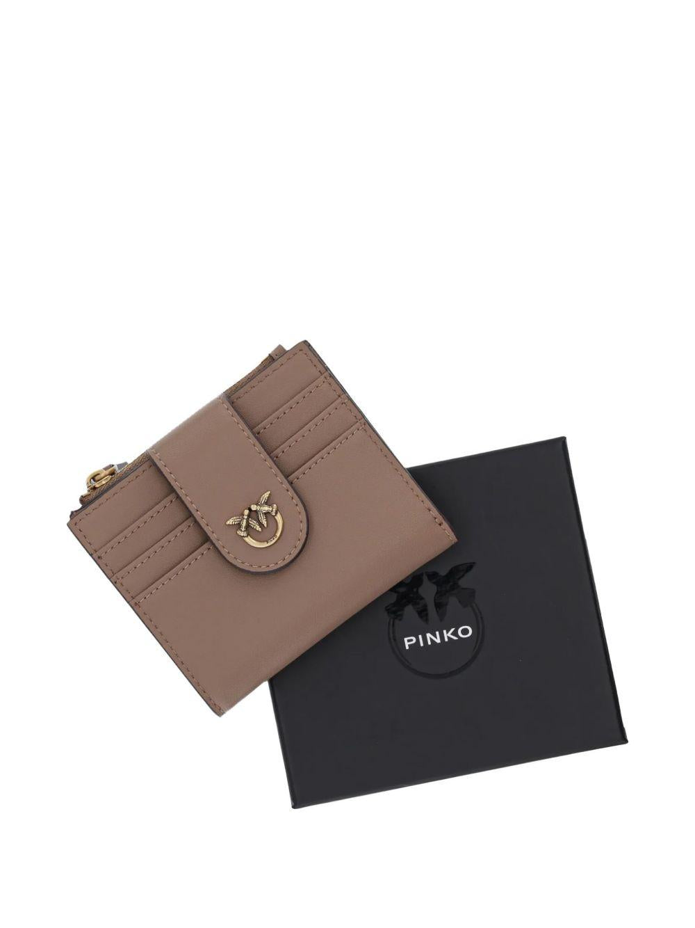 Portafoglio biscotto/oro a motivo chevron con zip 103610A0F1 D01Q PINKO