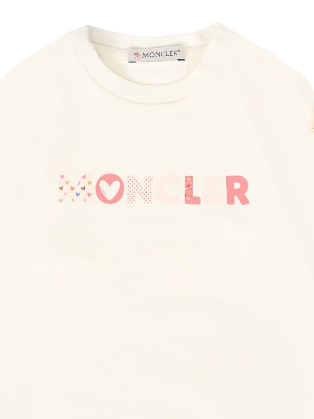 T-shirt Avorio Maniche Lunghe con Logo K29518D0000689AUM 034 MONCLER KIDS