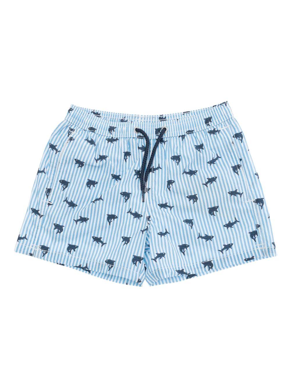 Costume patmos blu a righe con squali