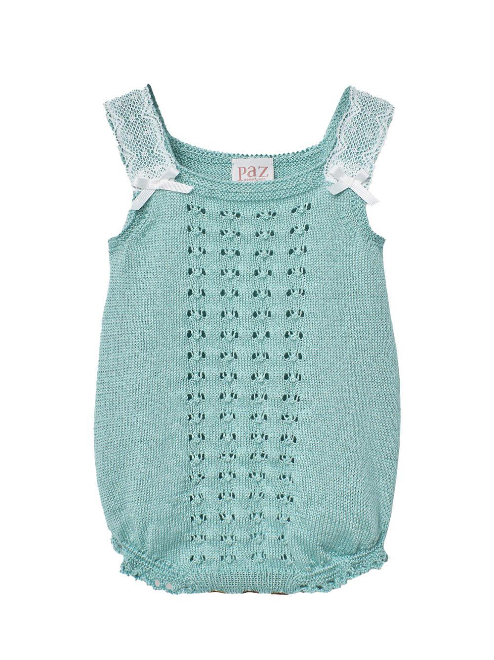 Salopette ottanio in maglia e pizzo macramè - Preludio Moda