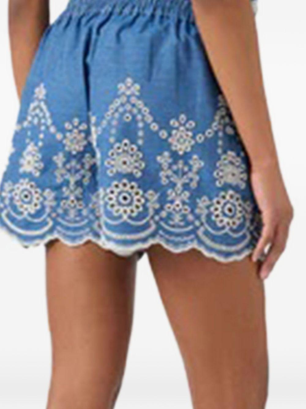 Shorts in chambray con ricamo inglese AMN0001 00473L MC2 SAINT BARTH