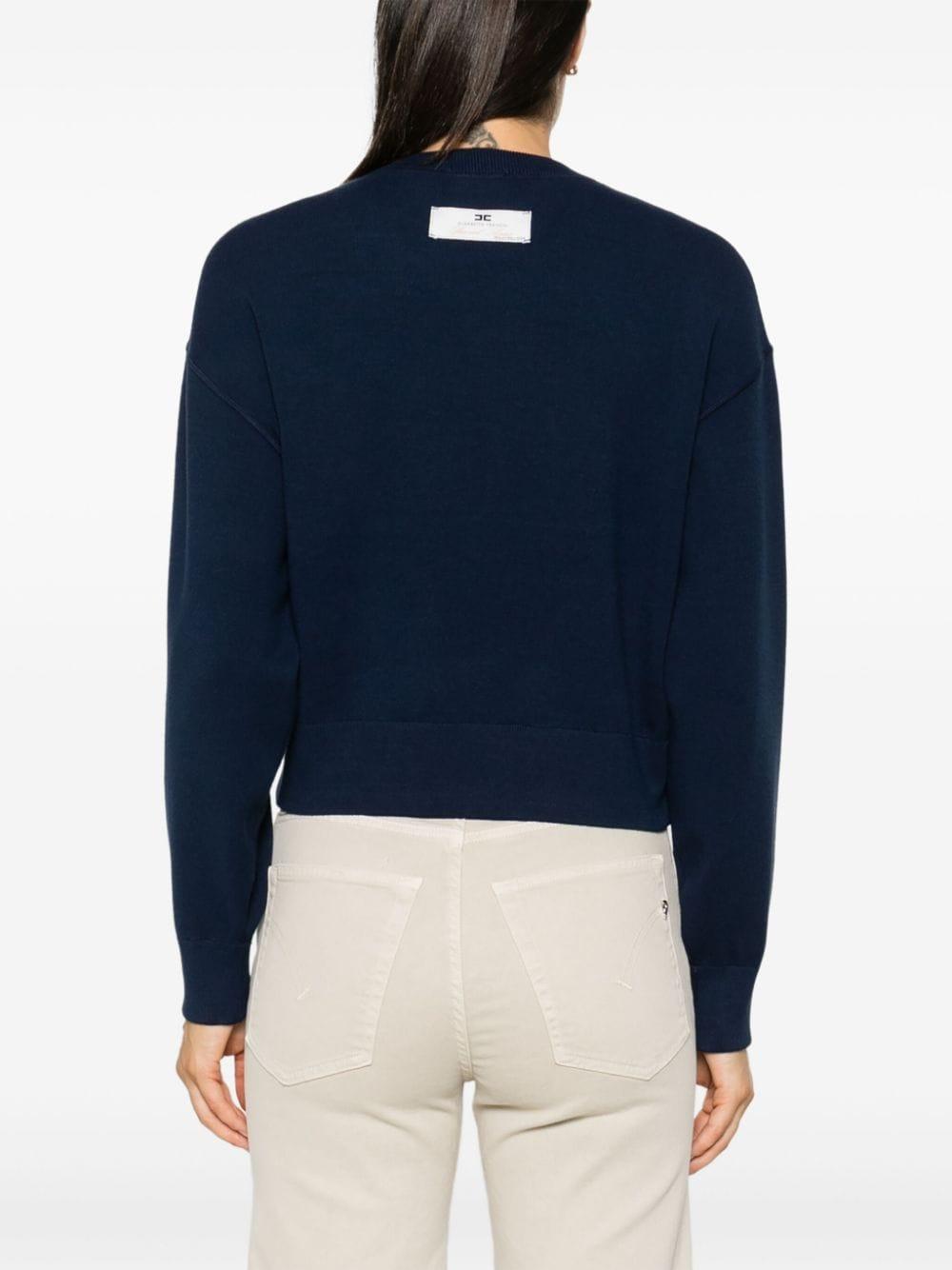 Felpa cropped blu logo monogram ricamo