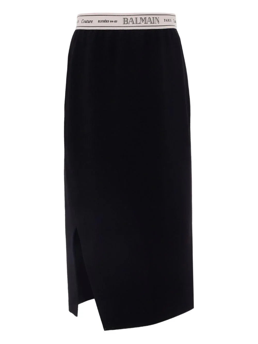 Gonna Bambina in Jersey Nero con Logo e Spacco Laterale - Preludio Moda