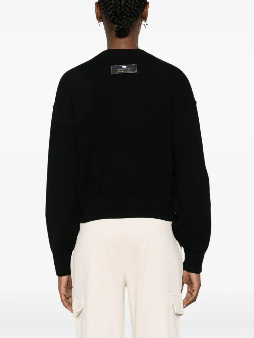 Felpa nera cropped logo monogram ricamo - Preludio Moda