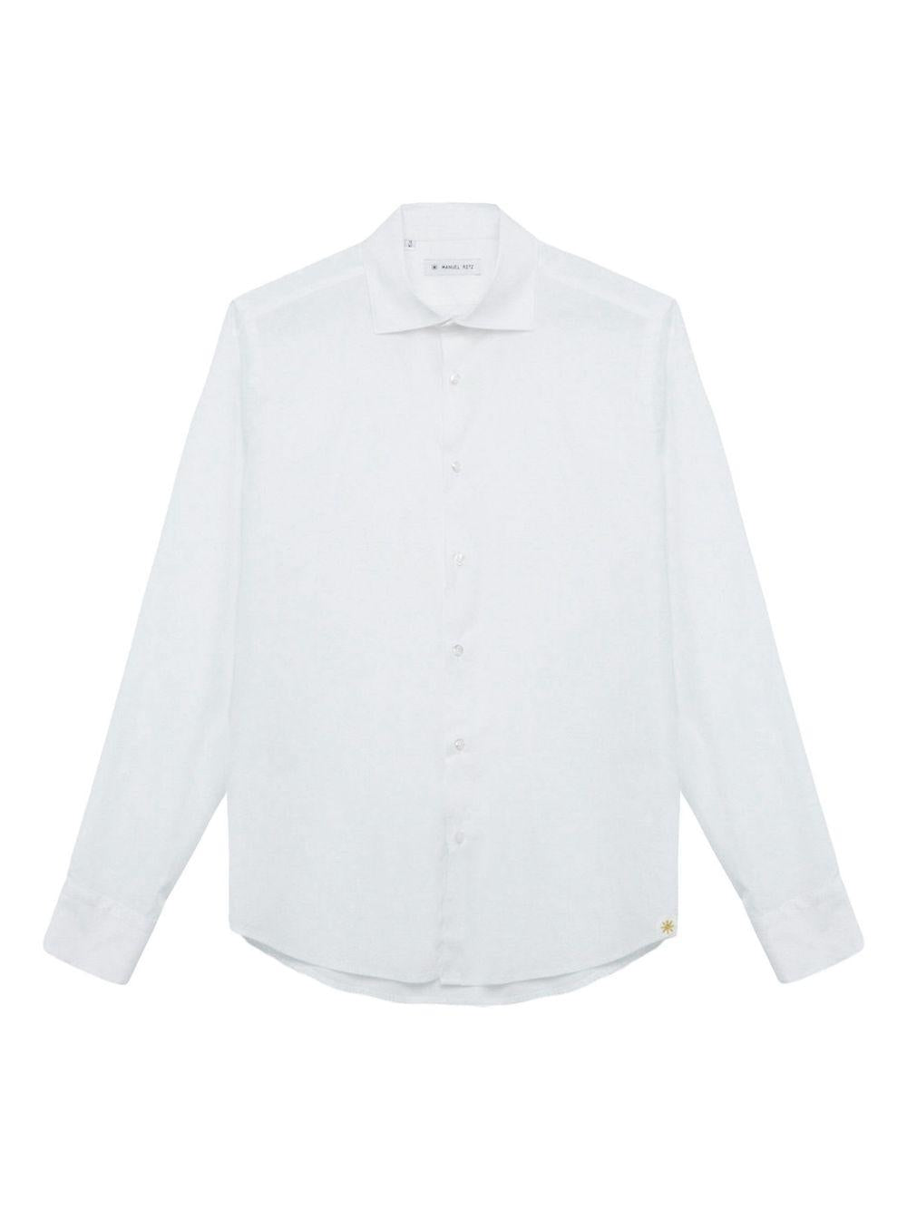 camicia button down popeline stretch bianco 3832E601LC253293 02 MANUEL RITZ
