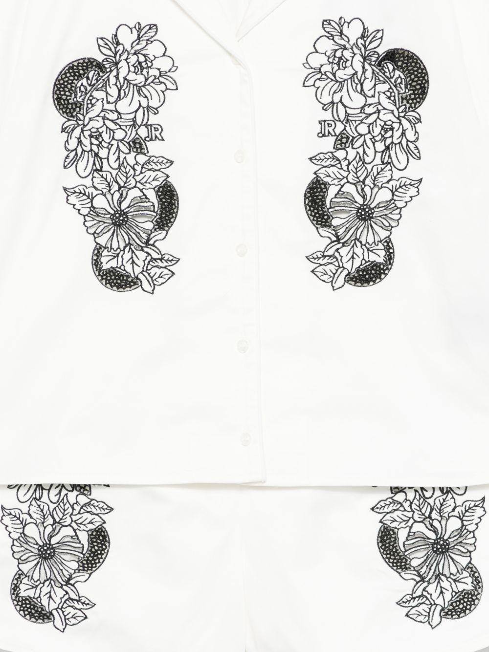 Set camicia e shorts in cotone con ricami floreali RGP26126CE WHITE JOHN RICHMOND KIDS