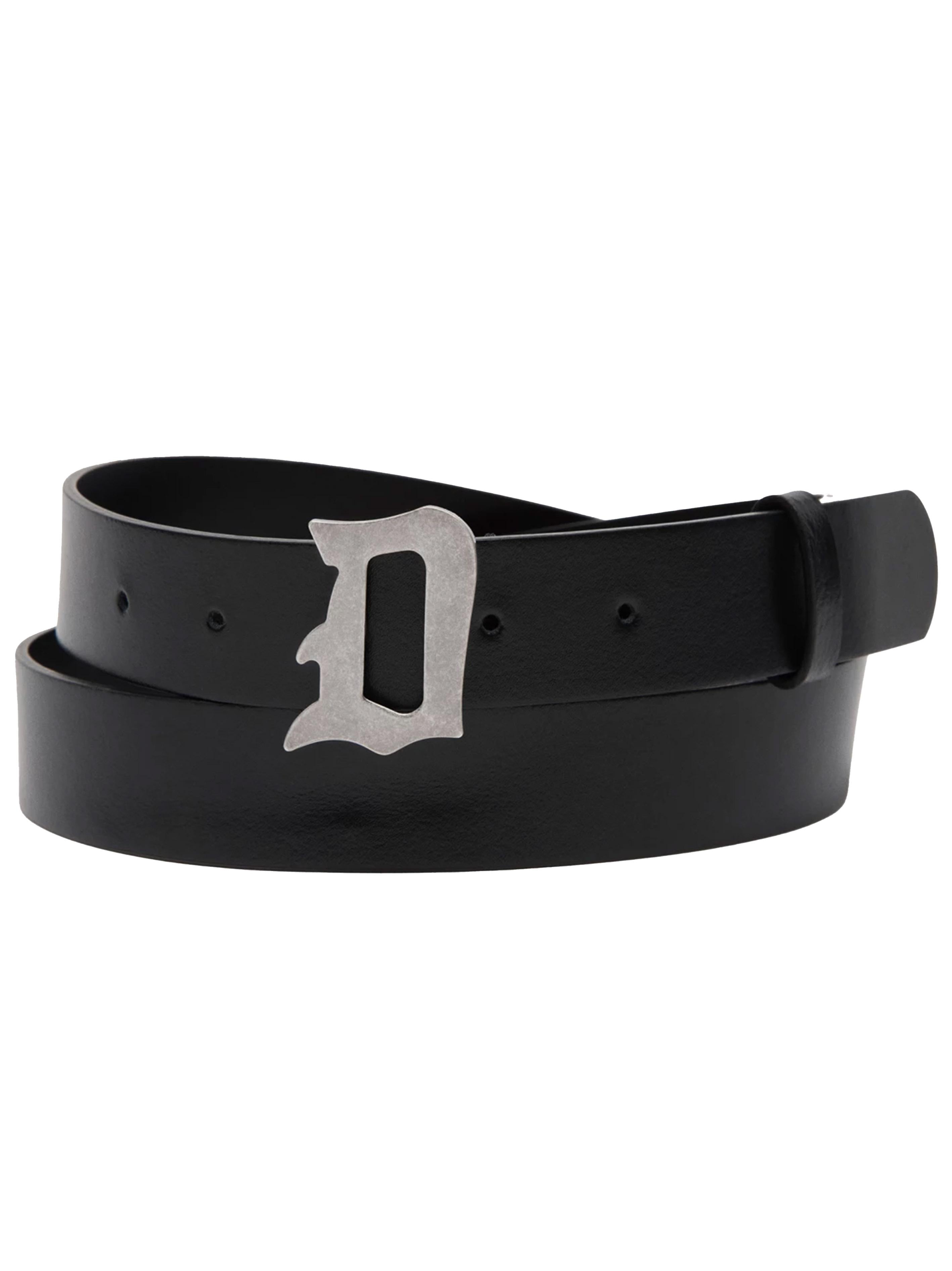 Cintura in pelle nera fibbia logata XC259PL0507UXXXDU 999 DONDUP