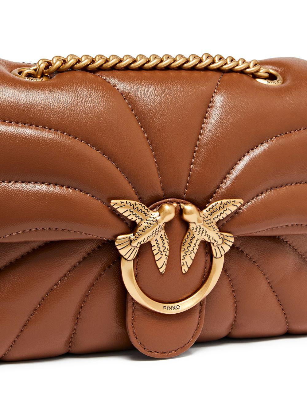 Borsa a tracolla cognac con catena dorata 100039A1EX L17Q PINKO