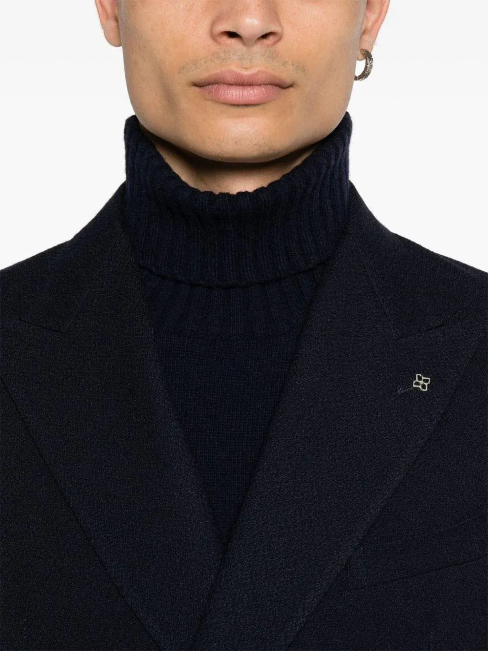 Blazer doppiopetto blu costruzione bouclé lana - Preludio Moda