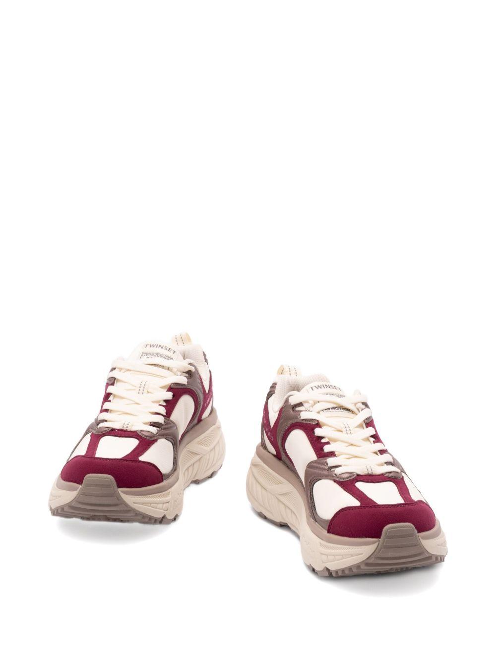 Sneakers Borgogna con Inserti Color Crema e Suola Chunky 252TCP01C 00020 TWINSET