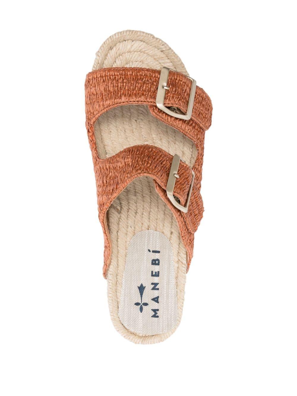 Sandalo nordico con fasce in rafia arancione G09R0 ORANGERUST MANEBI