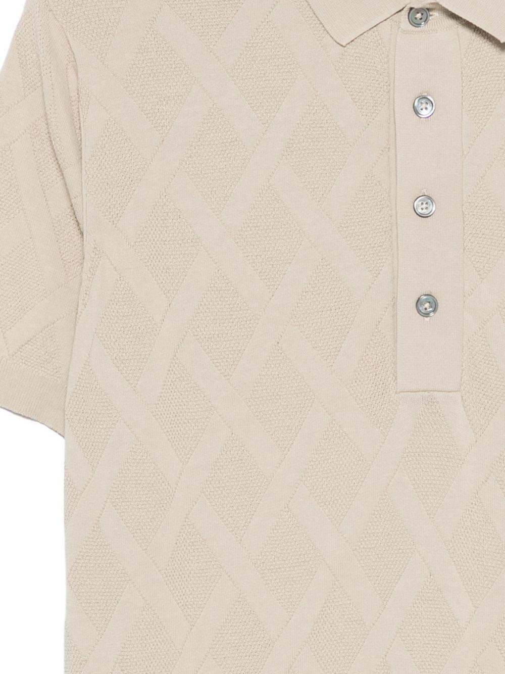 Polo in cotone a rombi con maniche corte DK17019B SABBIA DIKTAT