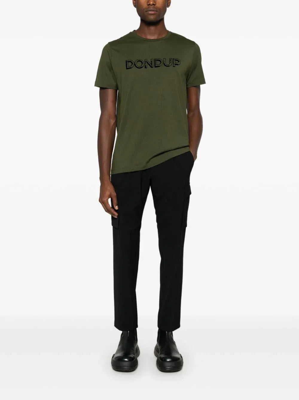 T-shirt logo stampa verde militare - Preludio Moda