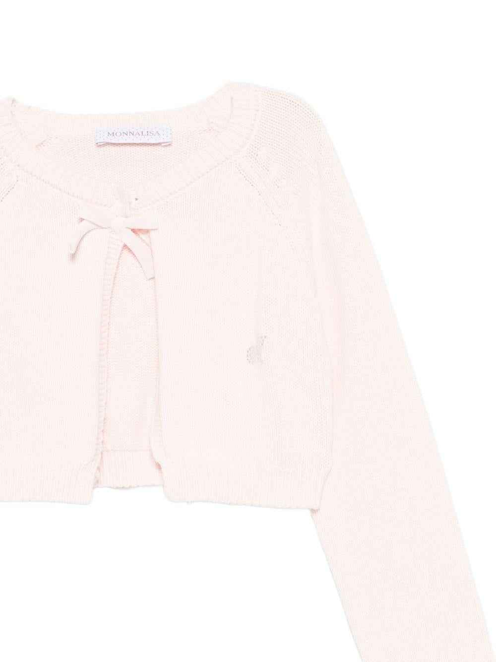 Cardigan in cotone con fiocco 73G8007036 0091 MONNALISA KIDS