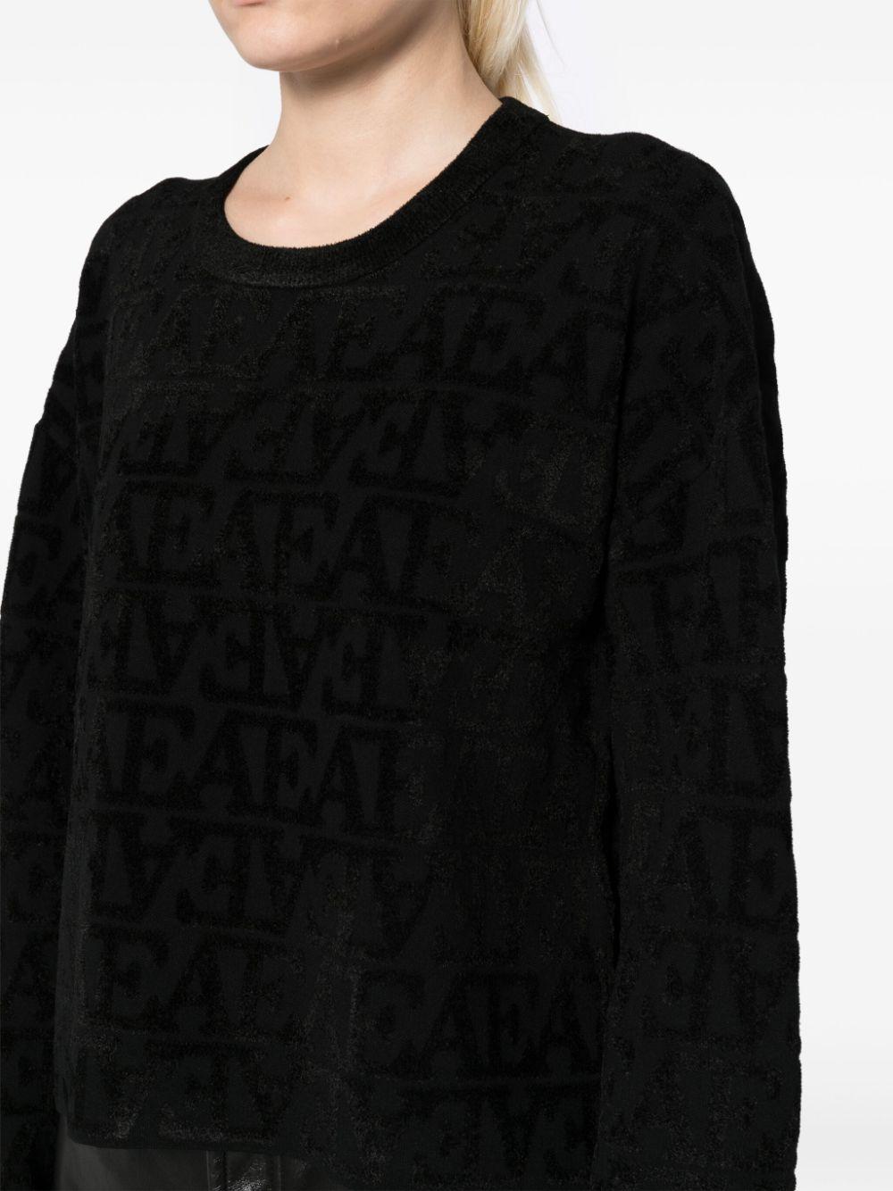 Maglione nero logo monogram all-over