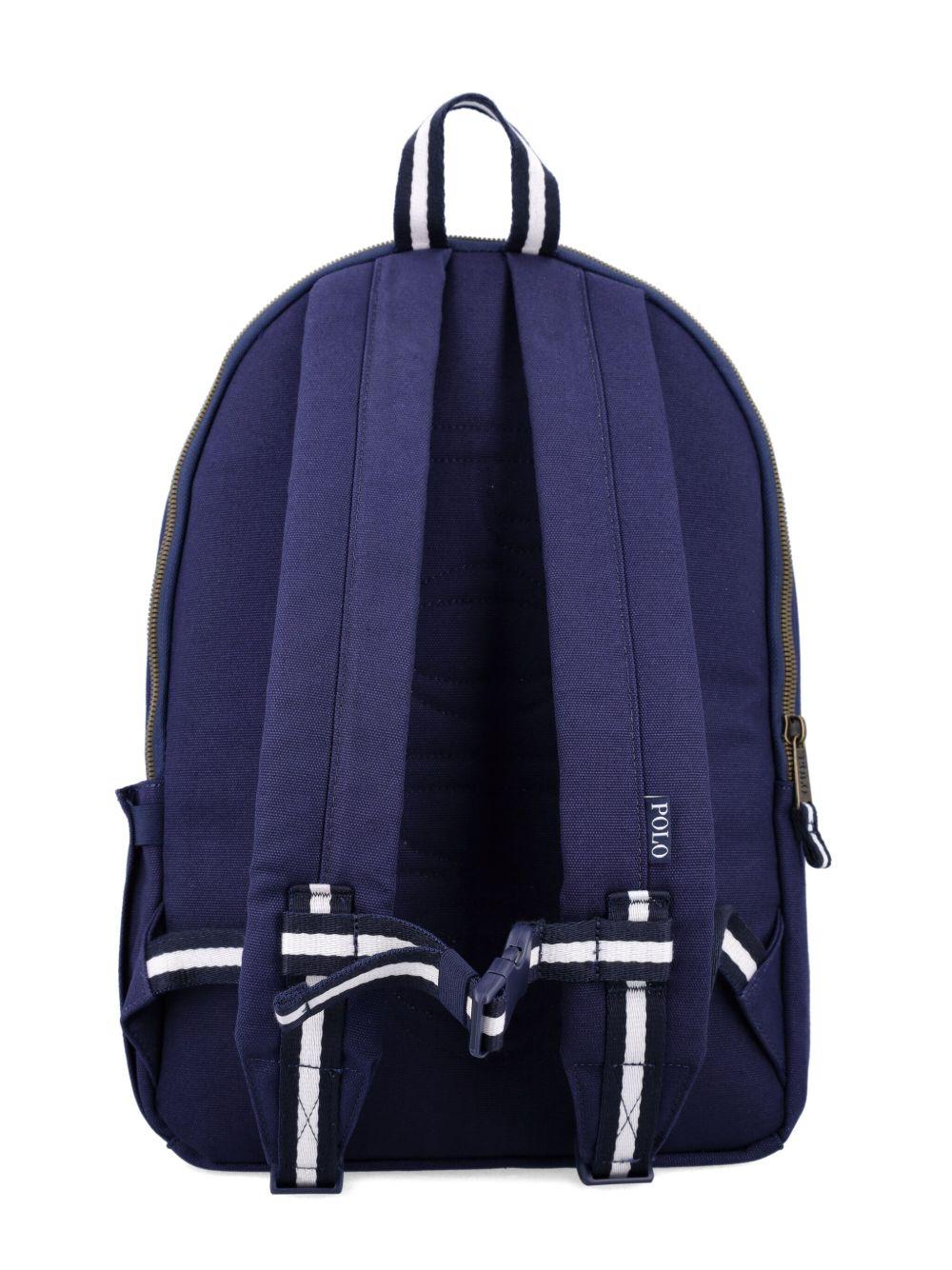 Zaino in Cotone Blu Navy con Ricamo Polo Pony 9AR137 BCV POLO RALPH LAUREN KIDS