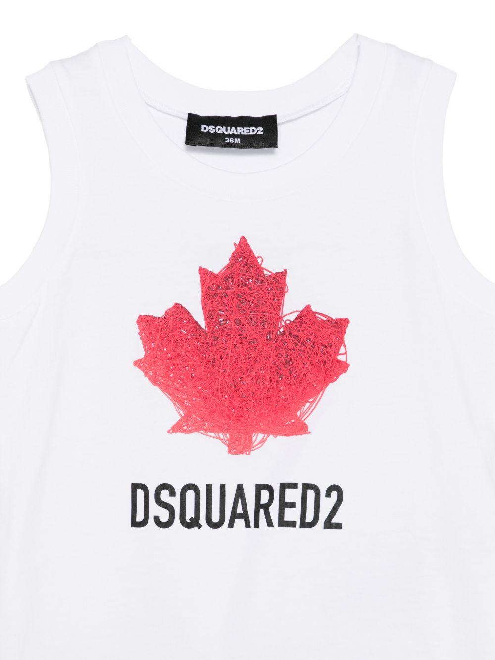 Canotta in cotone con stampa DQ3314D00XM DQ100 DSQUARED KIDS