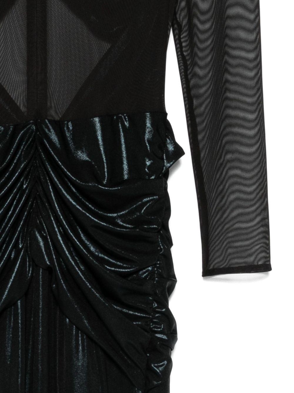 Abito Lungo con Inserti e Collo Alto S00822 NERO BABYLON COLLECTION