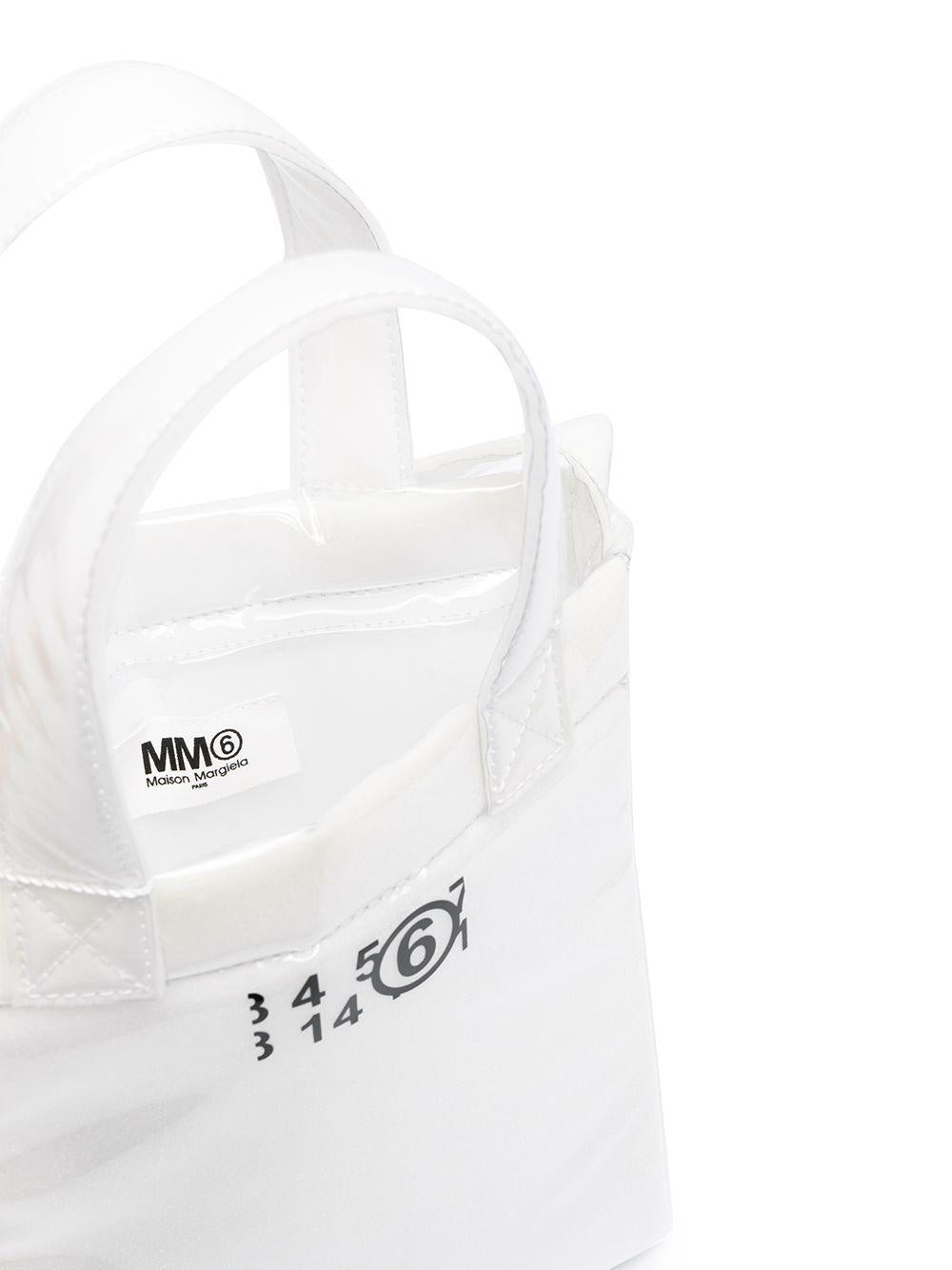Borsa bianca/gialla plastificata logo numerico S54WD0101P2709 H8481 MM6 MAISON MARGIELA