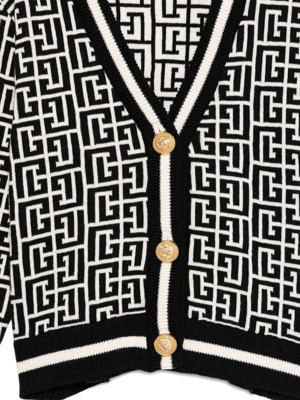 Cardigan Nero e Avorio Con Monogramma - Preludio Moda