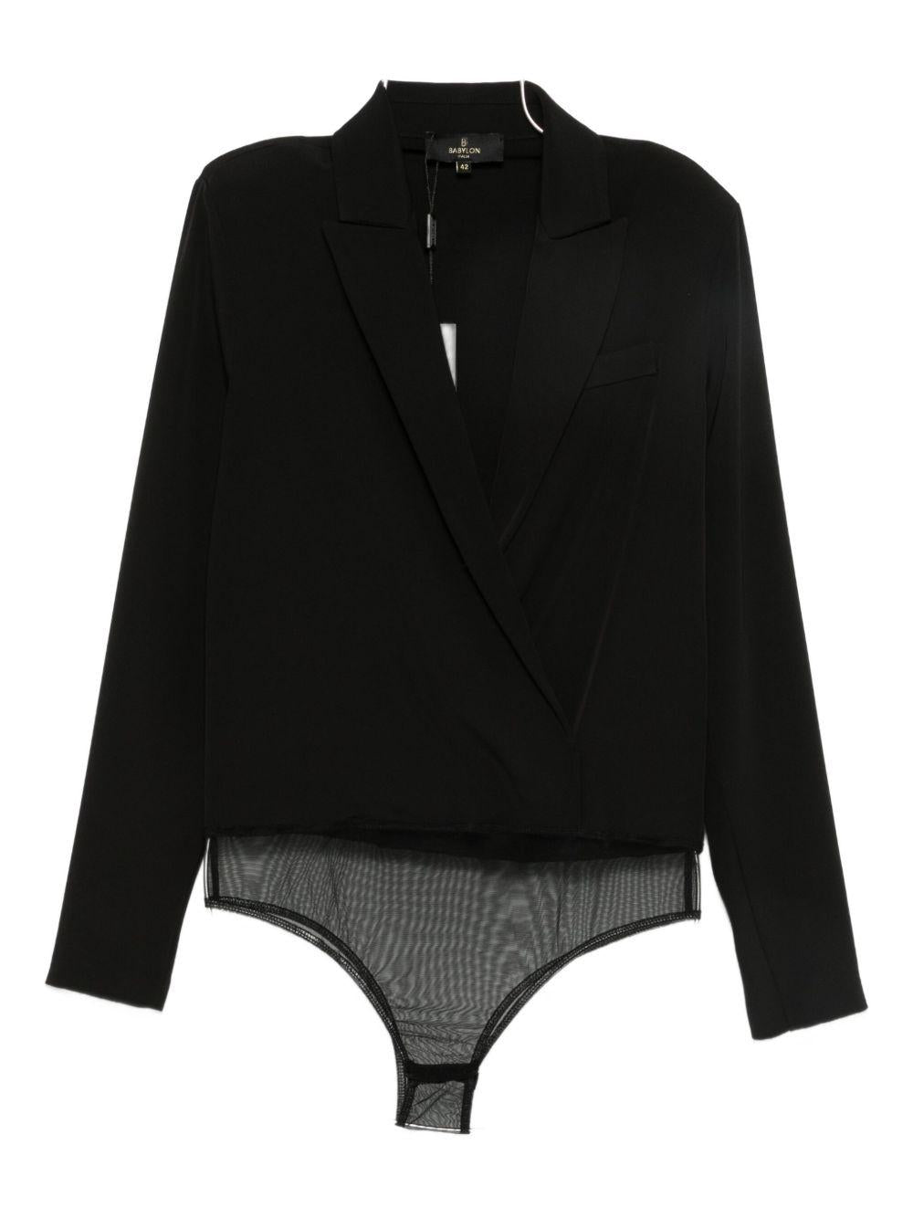 Body con Scollo a V e Design Incrociato MF0308 NERO BABYLON COLLECTION