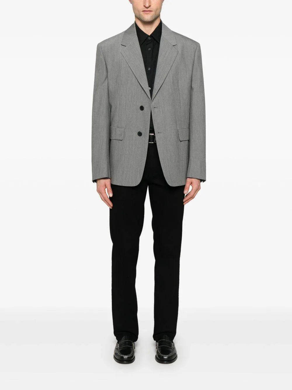 Camicia nera in cotone logo jacquared all-over - Preludio Moda