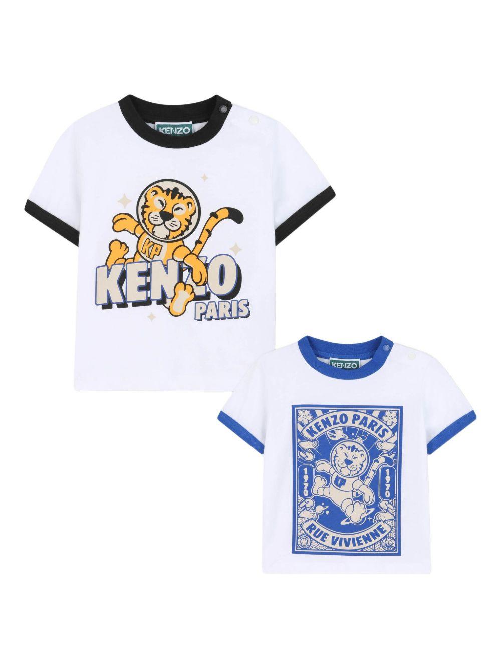 Set di Due T-shirt con Stampa Tigre e Logo K61298 N50 KENZO KIDS