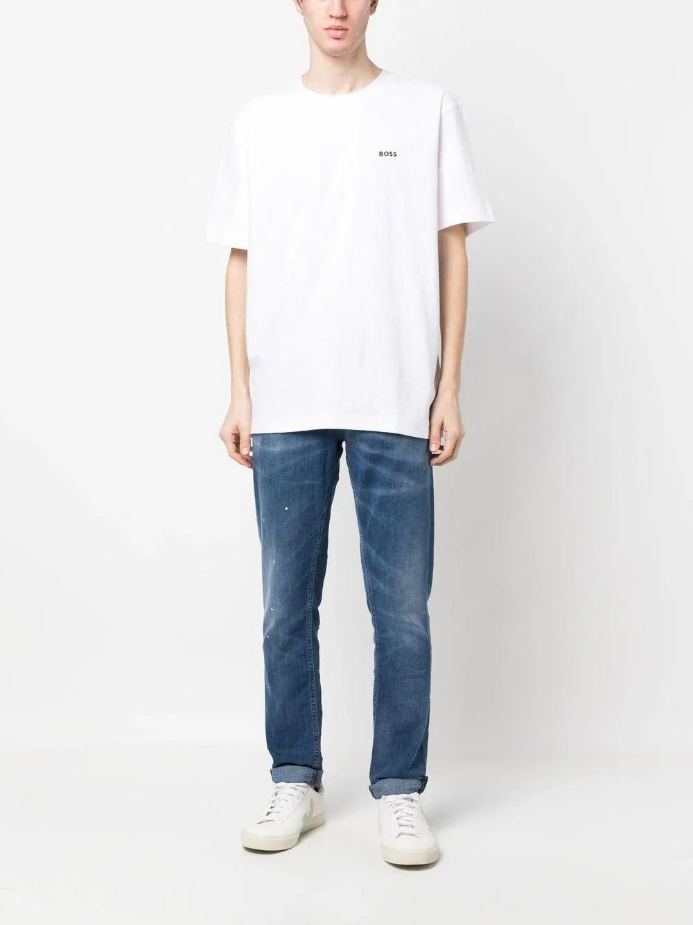 Jeans blu con schizzi di pittura - Preludio Moda