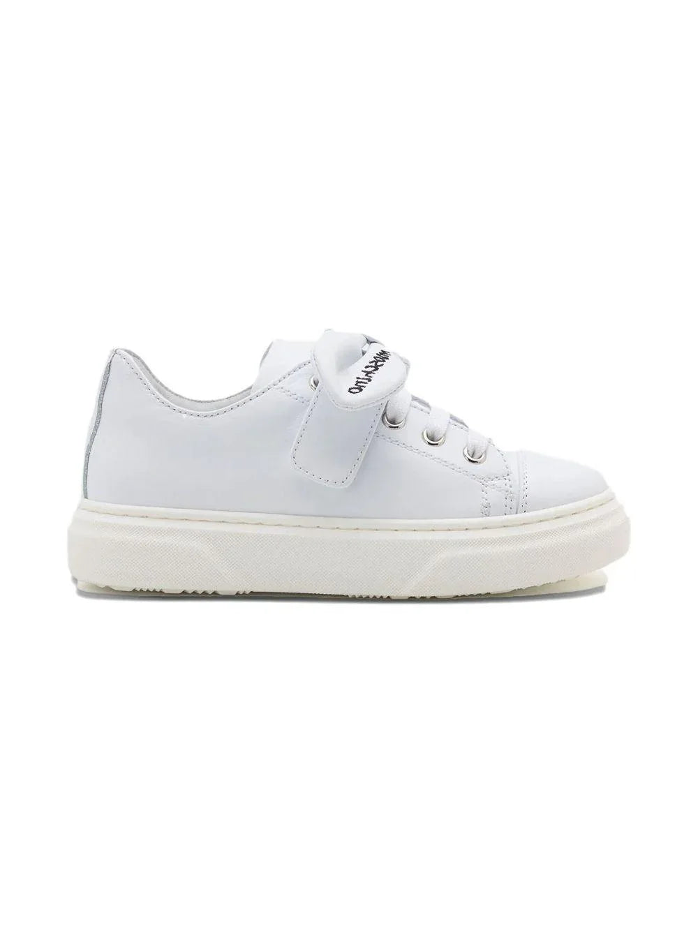 Sneakers in pelle di vitello bianca con fiocco logo - Preludio Moda