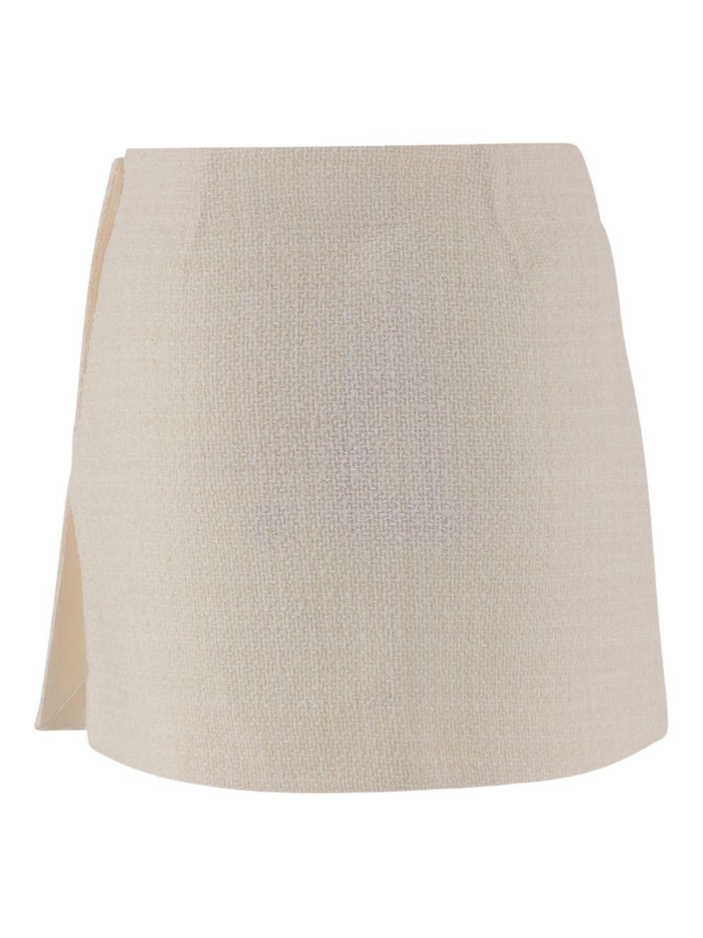 Minigonna bianca con bottoni dorati e spacco laterale 105792A2VJ Z05 PINKO