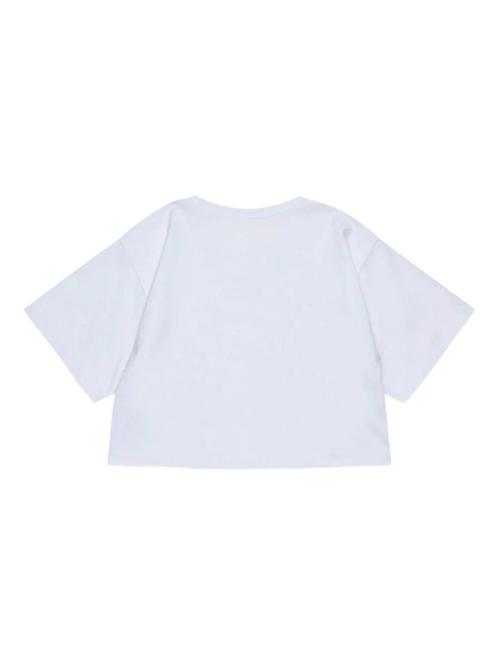 T-shirt bianca con stampa logo e scollo rotondo - Preludio Moda