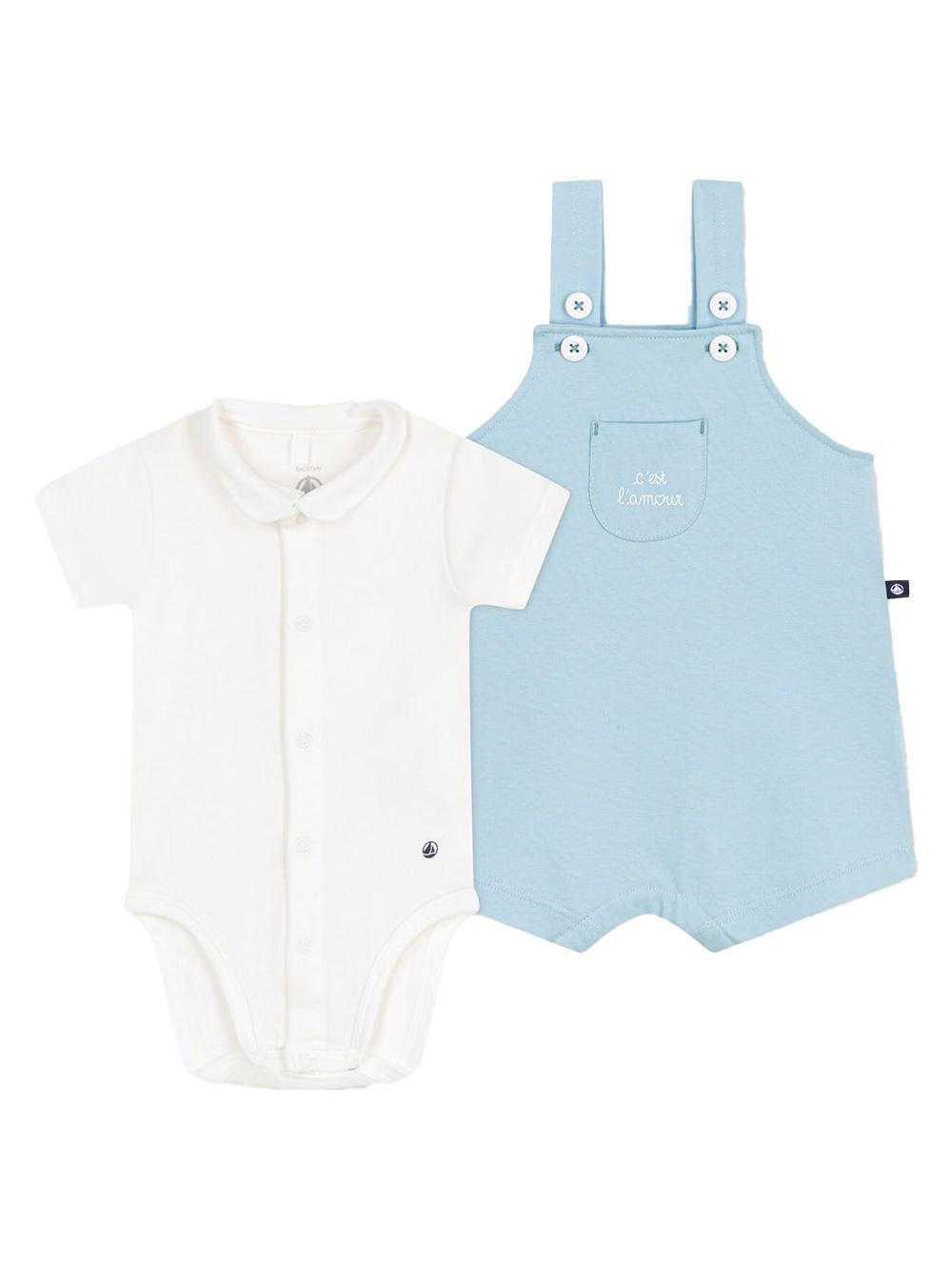 Completo bicolor salopette+body (2pz) A0DAP 01 PETIT BATEAU KIDS