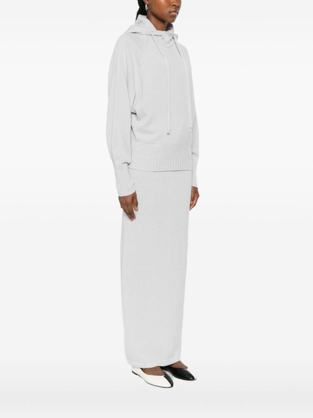 Felpa grigio chiaro con cappuccio e coulisse 252TF3041 12983 TWINSET