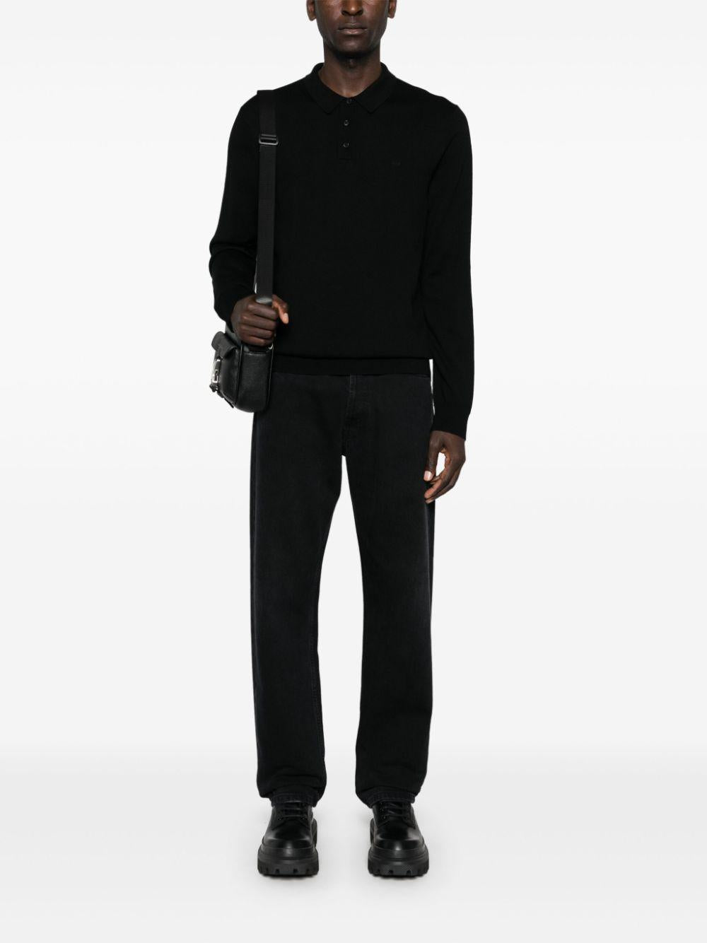 Polo nera basic in lana