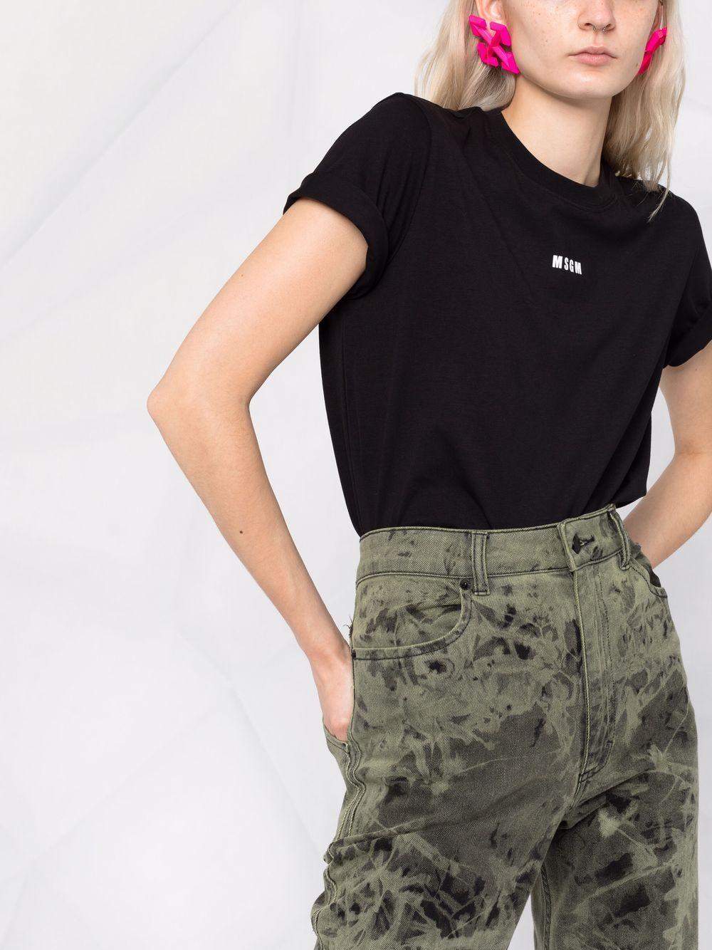 T-shirt nera a maniche corte con stampa logo 2000MDM500200002 99 MSGM