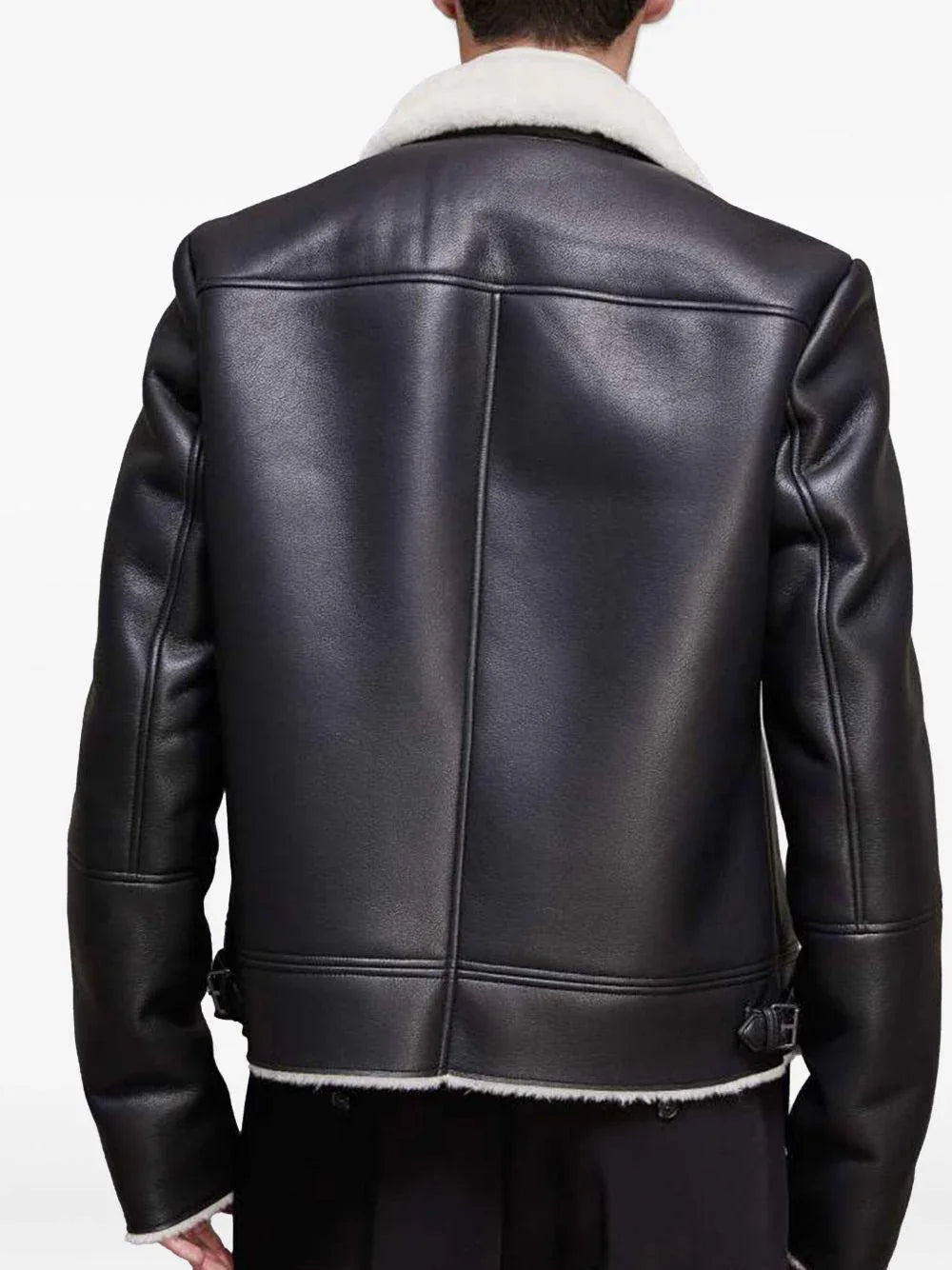 Giacca in pelle e shearling nera - Preludio Moda