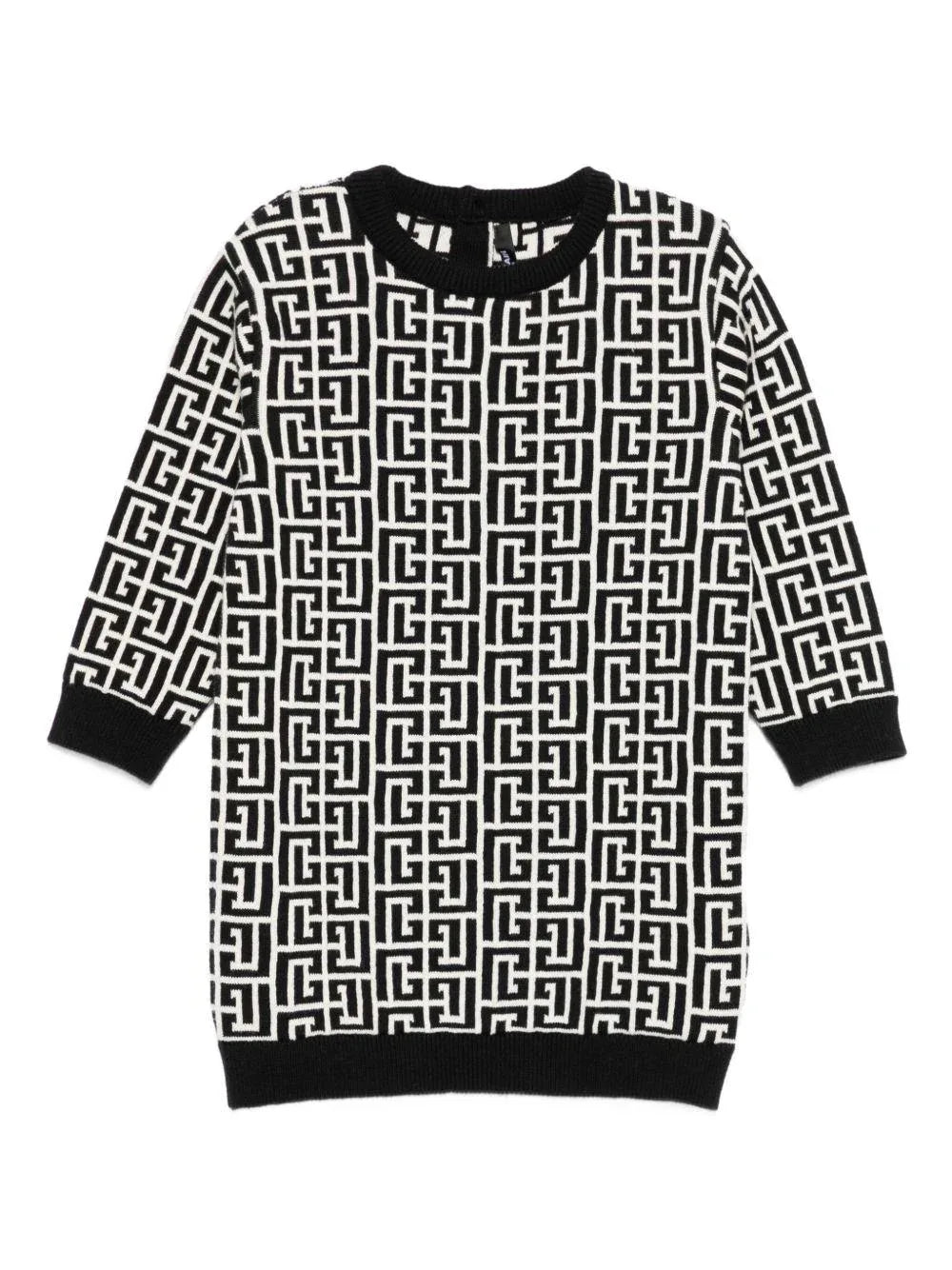 Abito Nero e Bianco con Motivo Monogramma - Preludio Moda