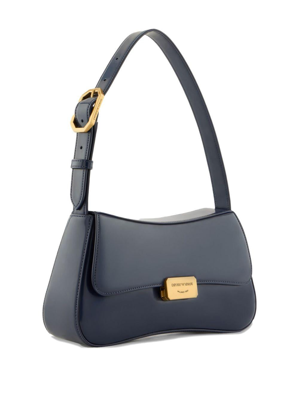 Borsa a spalla blu notte finish lucido