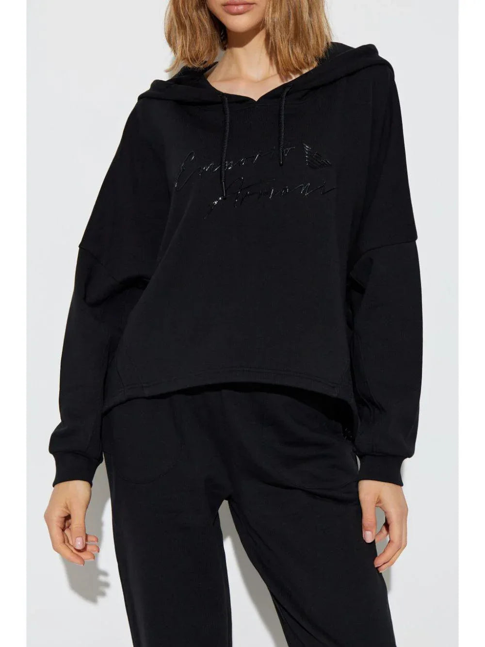 Felpa nera logo lucido - Preludio Moda