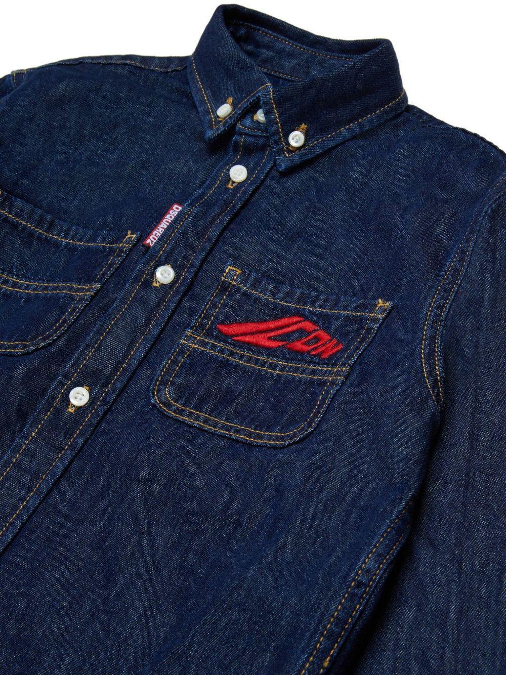 Camicia Denim Blu con Logo - Preludio Moda