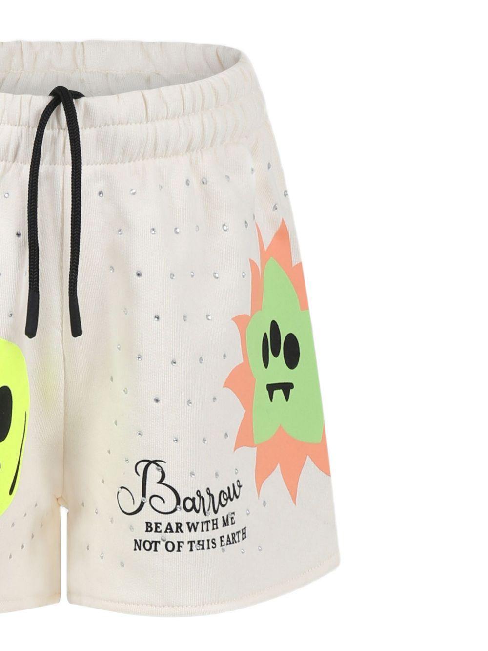 Short crema stampe e strass all-over